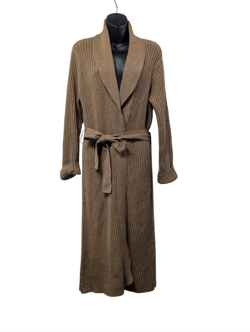 Old Navy Women's Size XL Camel Ribbed Long Belted Knit Long Cardigan Duster